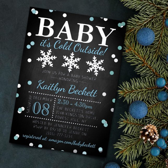 Baby Es ist kalte Outside Boys Winter Baby Dusche Folieneinladung (Von Creator hochgeladen)