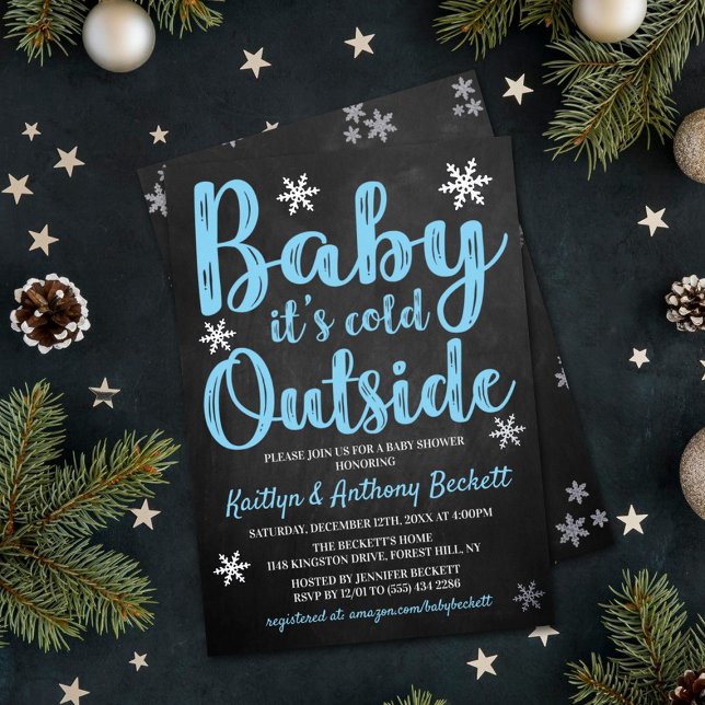 Baby Es ist kalte Outside Boys Winter Baby Dusche Folieneinladung (Von Creator hochgeladen)