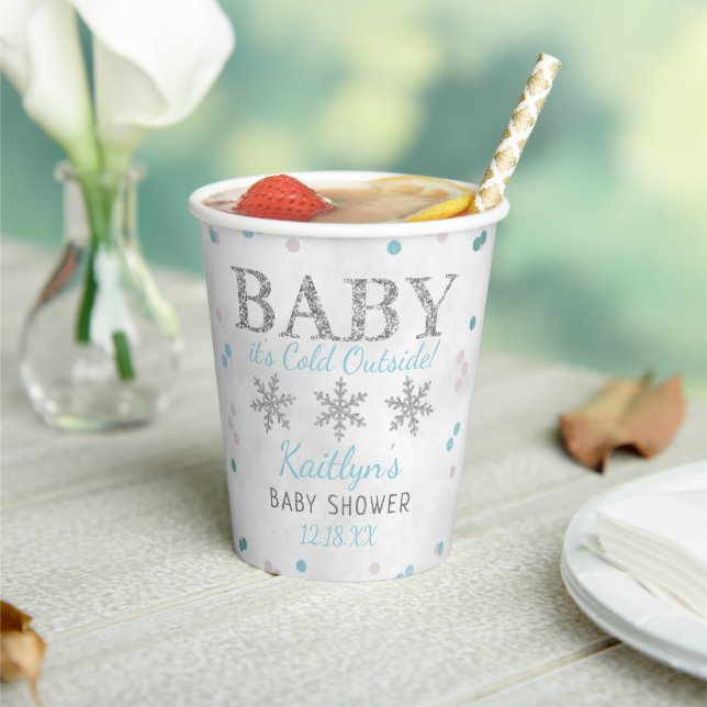 Baby Es ist kalte Outside Boys Winter Baby Dusche Pappbecher (In Situ)
