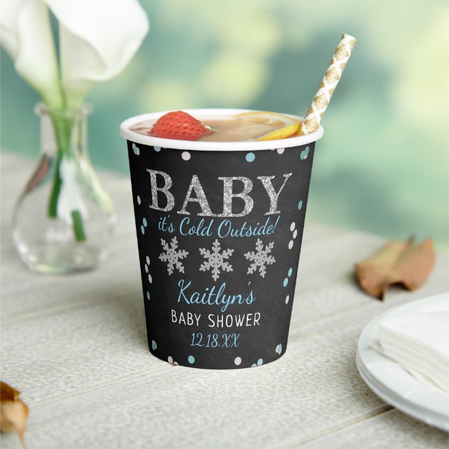 Baby Es ist kalte Outside Boys Winter Baby Dusche Pappbecher (In Situ)