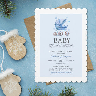 Baby es ist kalte Outside Carriage Boy Baby Shower Einladung