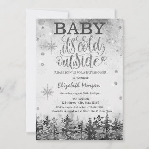 Baby Es ist kalte Outside Forest Snow Baby Dusche Einladung