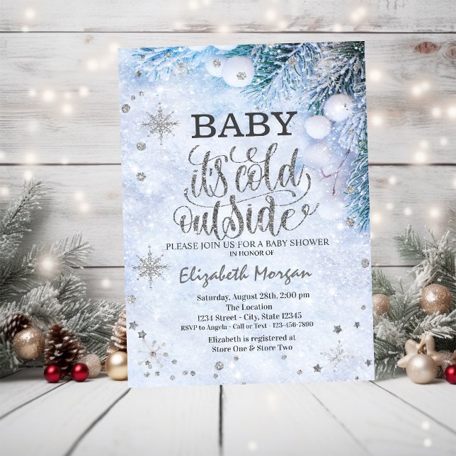 Baby Es ist kalte Schneeflocken Winter Baby Dusche Einladung (Von Creator hochgeladen)