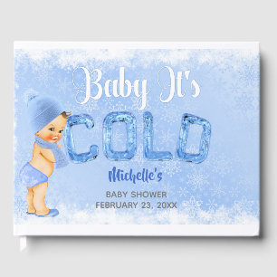 Baby, es ist kalter Winterschneeflockenblauer Jung Gästebuch
