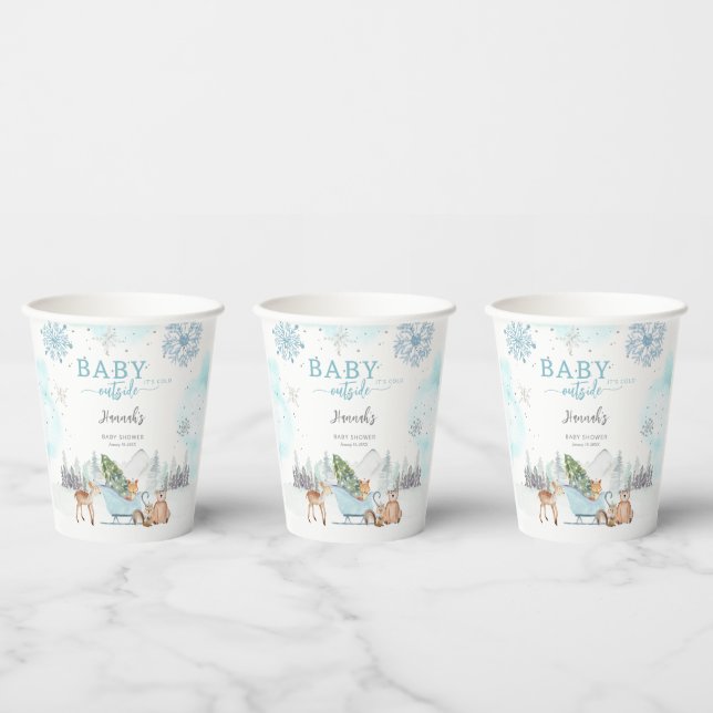 Baby Es ist kaltes Winterwald Außendusche. Pappbecher (Multi)