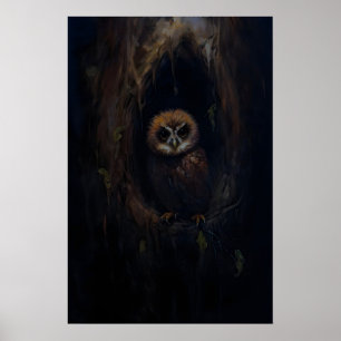 Baby Eule Baumhöhle Dark Academia, Moody Wand Poster