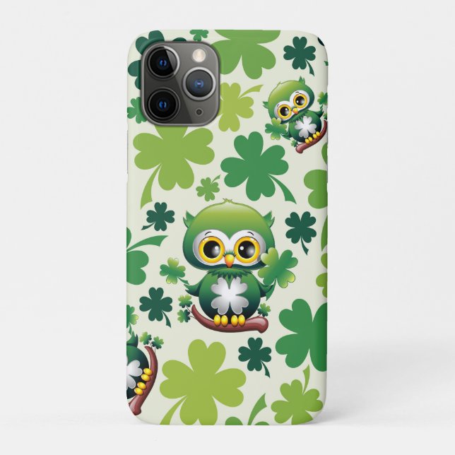 Baby-Eule süße St. Patrick Cartoon Case-Mate iPhone Hülle (Rückseite)