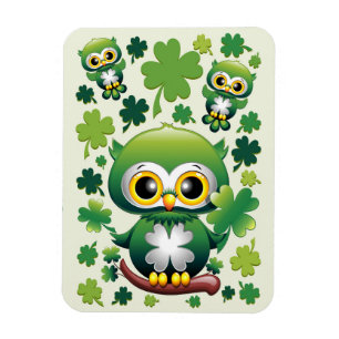 Baby-Eule süße St. Patrick Cartoon Magnet
