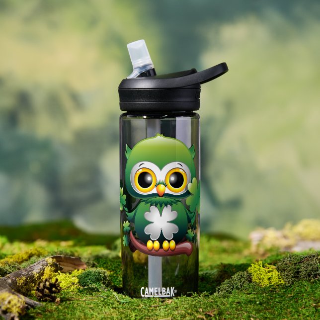 Baby-Eule Süße St. Patrick Cartoon Trinkflasche (Außenbereich (gedreht))