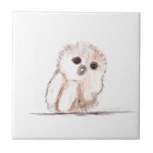 Baby-Eule Woodlands-Vogel Aquarell Fliese