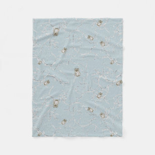 Baby-Eulen auf Wintersnowy-Gliedern Fleecedecke