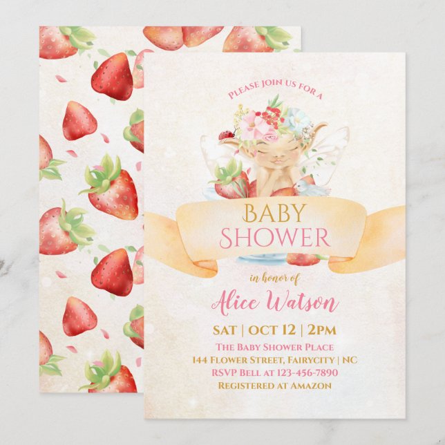 Baby Fairy Delicate Girly Baby Dusche Einladung (Vorne/Hinten)