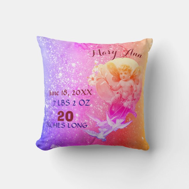 BABY FAIRY, DOVES PINK BLUE SPARKLE Baby Girl Stat Kissen (Vorderseite)