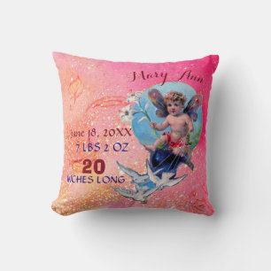 BABY FAIRY, HUNDE IN PINK GLITZERN Baby Girl Stats Kissen