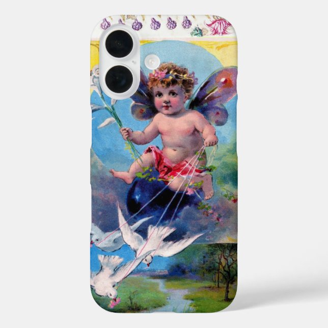 BABY FAIRY MIT DOVES ANTIQUE FLORAL iPhone 16 HÜLLE (Rückseite)