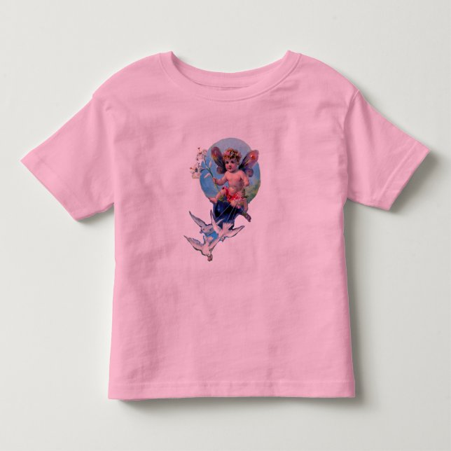 BABY FAIRY WITH DOVES KLEINKIND T-SHIRT (Vorderseite)