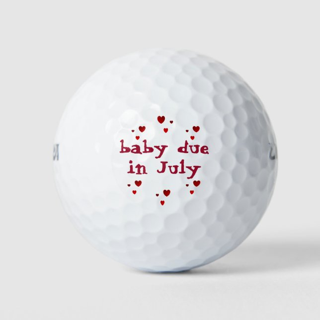 Baby fällig im Juli Golfbälle von dalDesignNZ (Vorderseite)