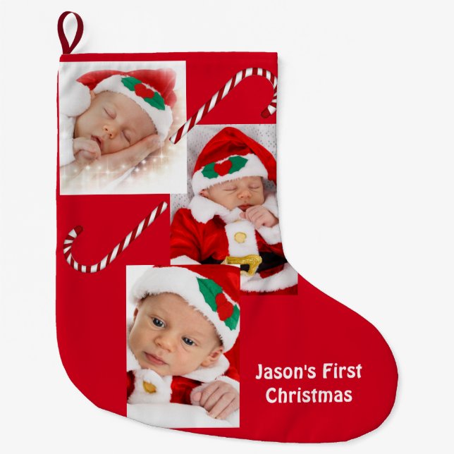 Baby, Family Pictures und Candy Cane, ZYPI Großer Weihnachtsstrumpf (Vorderseite)