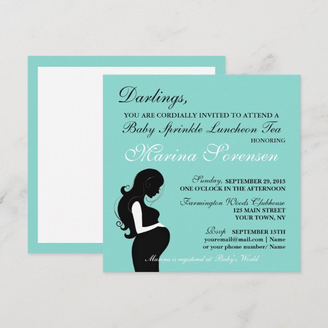 BABY & Family Sprinkle Dusche Tee Party Einladung (Vorne/Hinten)