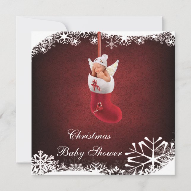 Baby-Fee in der WeihnachtsStrumpf-Baby-Dusche Einladung (Vorderseite)