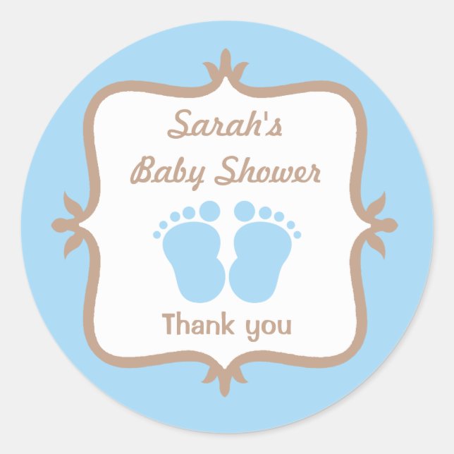 Baby Feet Blue Round Aufkleber (Vorderseite)