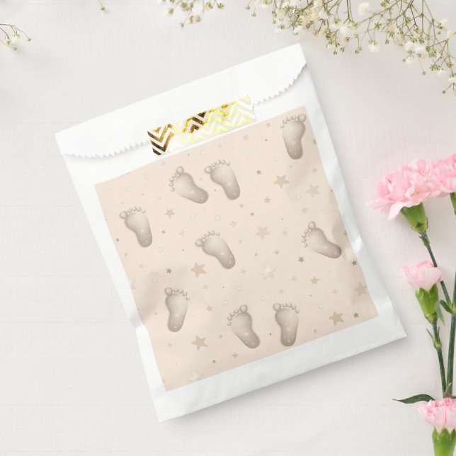 Baby Feet Boy Girl Dusche Beige Geschenktütchen (Versiegelt)