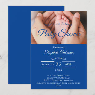 Baby Feet Foto Blue White Boy Baby Dusche Einladung