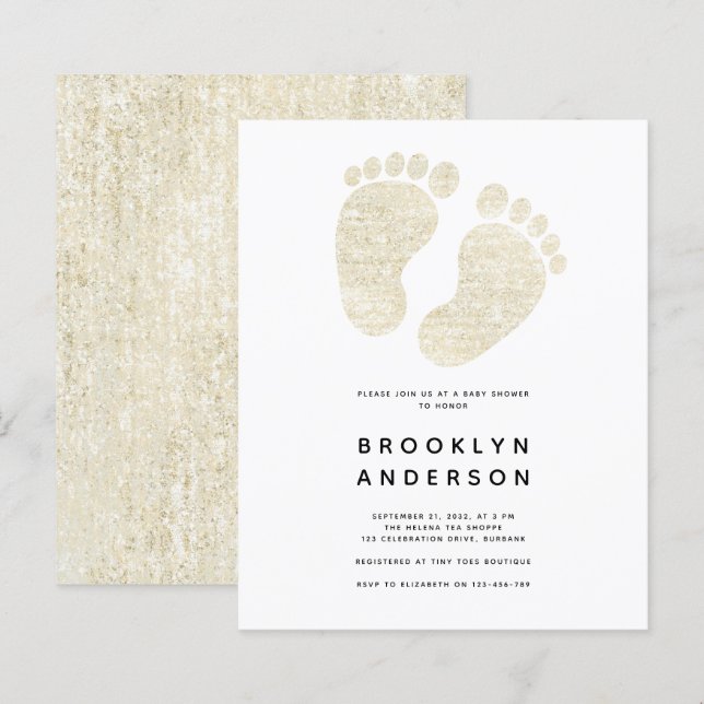 Baby Feet Gold Glitzer Gender Neutral Baby Dusche (Vorne/Hinten)