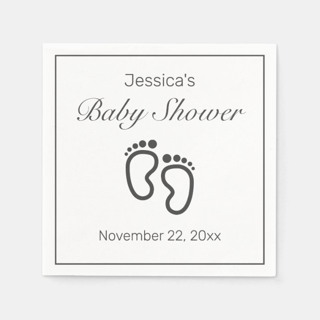 Baby Feet Moderne Minimalistische White Baby Dusch Serviette (Vorderseite)