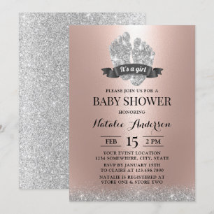 Baby Feet Moderne Rose Gold Girl Babydusche Einladung