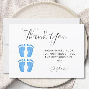 Baby Feet Twin Boys's Baby Dusche Dankeskarte