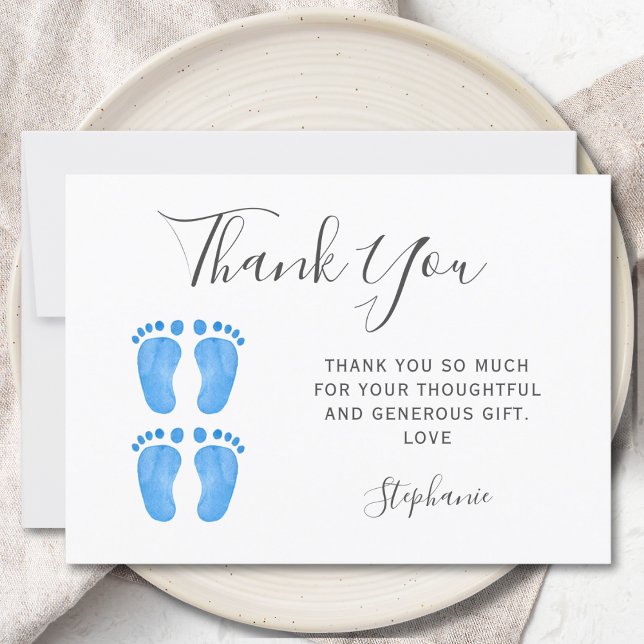 Baby Feet Twin Boys's Baby Dusche Dankeskarte (Von Creator hochgeladen)