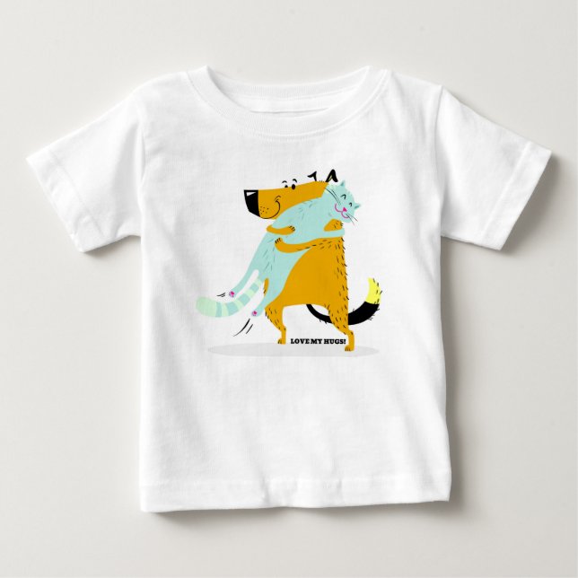 Baby-feiner Jersey-T - Shirt mit dem Katzen-und (Vorderseite)