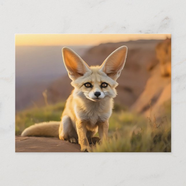 Baby Fennec Fuchs auf Klippe Postkarte (Vorderseite)