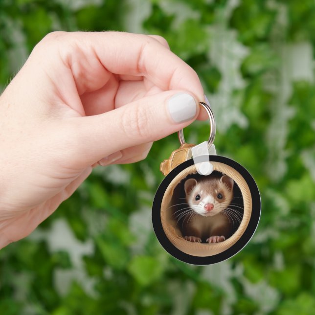 Baby Ferret Face - Niedlich Ferrets Schlüsselanhänger (Hand)