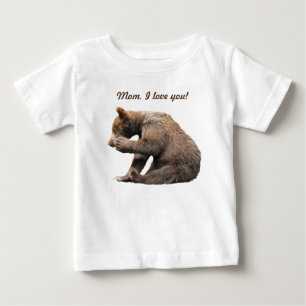 Baby Fine Jersey T - Shirt mit Grizzly Bärenkuppe