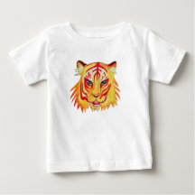 Baby Fine Jersey T - Shirt Tiger Zeichnend