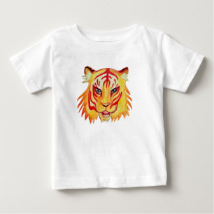 Baby Fine Jersey T - Shirt Tiger Zeichnend