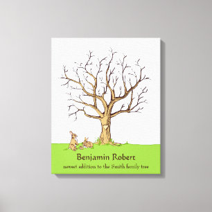Baby Fingerprint Tree (Colour Bunnies) Canvas Prin Leinwanddruck