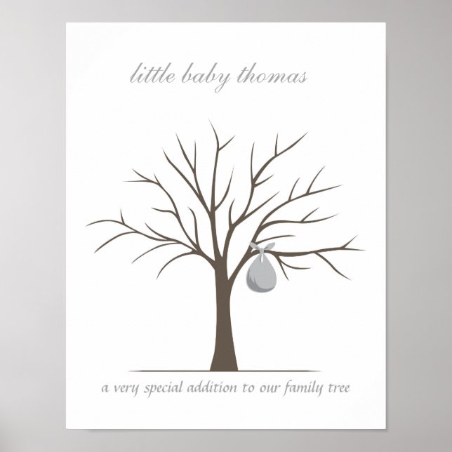 Baby Fingerprint Tree - Grey Poster (Vorne)
