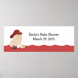 BABY FIRE FIGHTER Baby Shower /  Birthday Banner Poster
