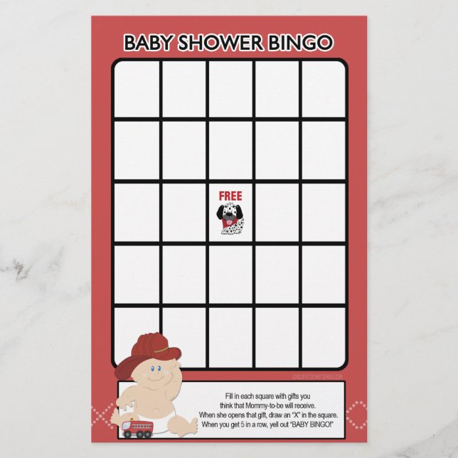 Baby Firefighter Baby Shooter Bingo Game (Vorderseite)