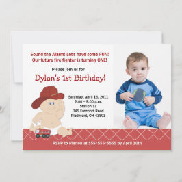Baby Firefighter Foto Geburtstag Einladung jedes A