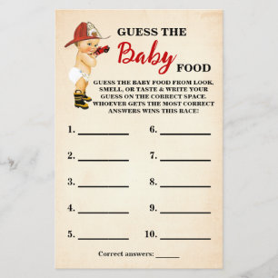 Baby Firefighter Guess Baby Food Duschkarte Flyer