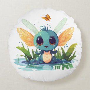 Baby Firefly Dragon Rundes Kissen