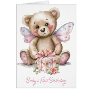 Baby First Birthday Teddy Bear Birthday Card