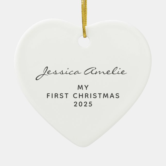 Baby First Christmas 2024 Personalisiertes Weißes  Keramik Ornament (Vorne)