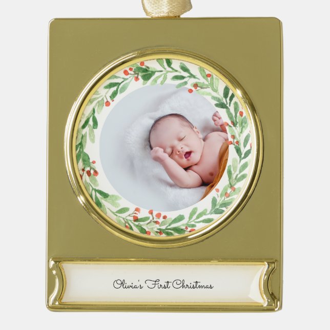 Baby First Christmas Banner Ornament (Vorderseite)