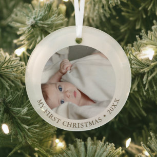 Baby First Christmas   Benutzerdefiniertes Foto un Ornament Aus Glas