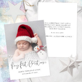 Baby First Christmas Birth Date Foto Overlay Hol Feiertagskarte
